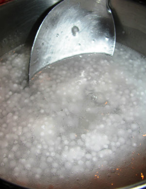 Pearls thicken in water
