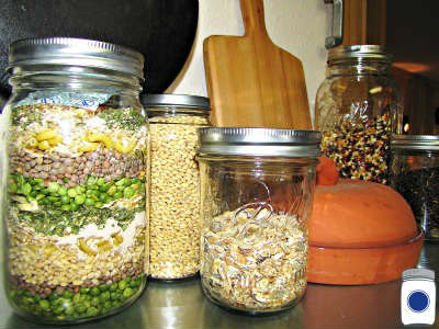 Dinners in a jar on my pantry shelf