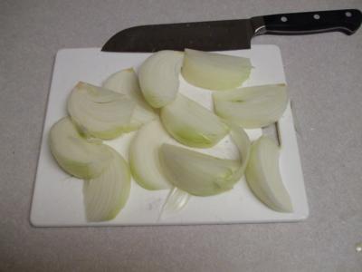 roughly chop onions