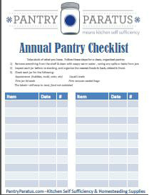 Annual Pantry Checklist