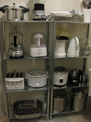 Kitchen Appliances on Shelving
