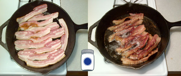 bacon in a cast iron skillet