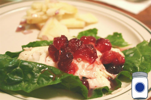 Buttered Fish in White Wine with Cranberries
