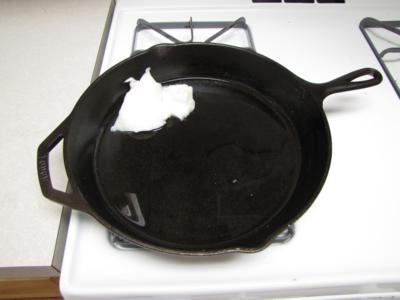 lard in a cast iron skillet