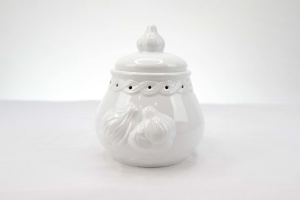White Ceramic Garlic Pot
