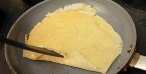 Do not flip the crepe (but you can check the color)